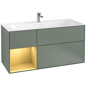 Villeroy und Boch Finion Waschtischunterschrank F060HFGM 119,6x59,1cm, Regal links Gold matt, Olive Matt Lacquer