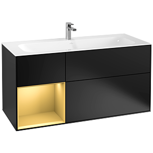 Villeroy und Boch Finion Waschtischunterschrank F060HFPD 119,6x59,1cm, Regal links Gold matt, Black matt lacquer