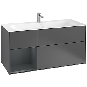 Villeroy und Boch Finion Waschtischunterschrank F060HGGK 119,6x59,1cm, Regal links Midnight Blue Matt Lacquer, Anthracite matt