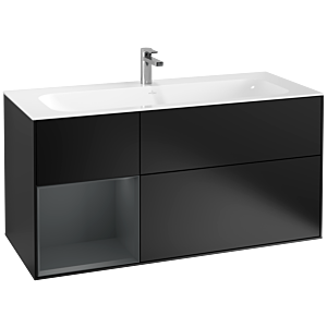 Villeroy und Boch Finion Waschtischunterschrank F060HGPD 119,6x59,1cm, Regal links Midnight Blue Matt Lacquer, Black matt lacquer