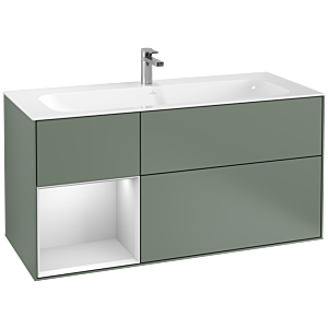Villeroy et Boch Finion Villeroy et Boch F060MTGM 119,6x59,1cm, étagère gauche laqué blanc mat, Olive Matt Lacquer