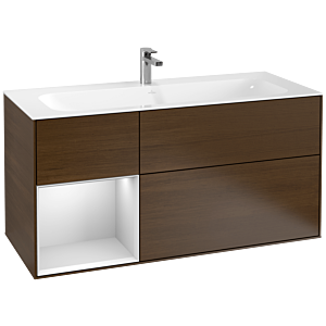 Villeroy und Boch Finion Waschtischunterschrank F060MTGN 119,6x59,1cm, Regal links White matt lacquer, Walnut veneer