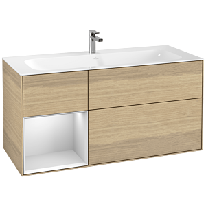 Villeroy und Boch Finion Waschtischunterschrank F060MTPC 119,6x59,1cm, Regal links White matt lacquer, Oak Veneer