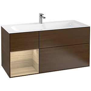 Villeroy und Boch Finion Waschtischunterschrank F060PCGN 119,6x59,1cm, Regal links Oak Veneer, Walnut veneer