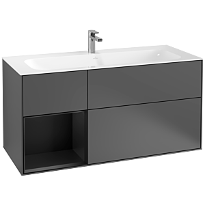 Villeroy and Boch Finion Villeroy and Boch Finion F060PDGK 119.6x59.1cm, shelf left black matt lacquer, anthracite matt
