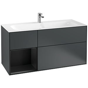 Villeroy et Boch Finion Villeroy et Boch F060PDHG 119,6x59,1cm, étagère gauche laqué noir mat, Midnight Blue Matt Lacquer