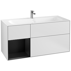 Villeroy et Boch Finion Villeroy et Boch F060PDMT 119,6x59,1cm, étagère gauche laqué noir mat, laqué blanc mat