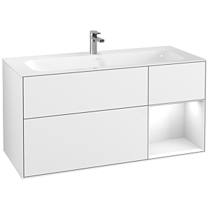 Villeroy und Boch Finion Waschtischunterschrank F070GFGF 119,6x59,1cm, Regal rechts Glossy white lacquer, Glossy white lacquer
