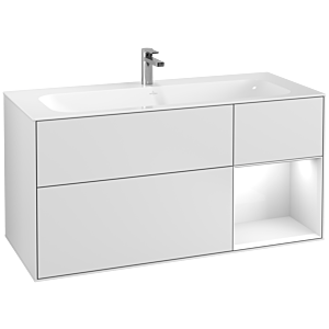 Villeroy und Boch Finion Waschtischunterschrank F070GFMT 119,6x59,1cm, Regal rechts Glossy white lacquer, White matt lacquer