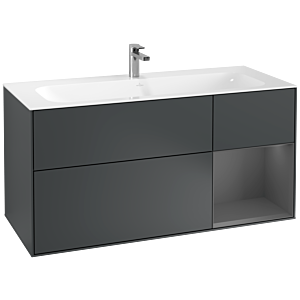 Villeroy und Boch Finion Waschtischunterschrank F070GKHG 119,6x59,1cm, Regal rechts Anthracite matt, Midnight Blue Matt Lacquer