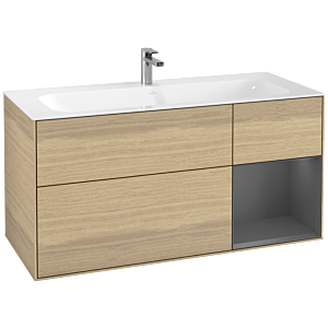 Villeroy und Boch Finion Waschtischunterschrank F070GKPC 119,6x59,1cm, Regal rechts Anthracite matt, Oak Veneer