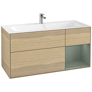 Villeroy und Boch Finion Waschtischunterschrank F070GMPC 119,6x59,1cm, Regal rechts Olive Matt Lacquer, Oak Veneer