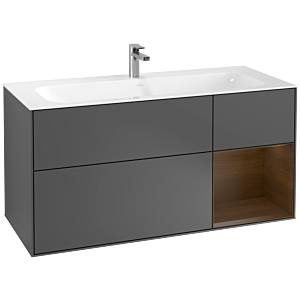 Villeroy und Boch Finion Waschtischunterschrank F070GNGK 119,6x59,1cm, Regal rechts Walnut veneer, Anthracite matt