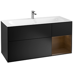 Villeroy und Boch Finion Waschtischunterschrank F070GNPD 119,6x59,1cm, Regal rechts Walnut veneer, Black matt lacquer