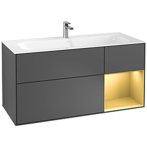 Villeroy und Boch Finion Waschtischunterschrank F070HFGK 119,6x59,1cm, Regal rechts Gold matt, Anthracite matt