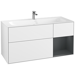 Villeroy et Boch Finion Villeroy et Boch F070HGGF 119,6x59,1cm, étagère à droite Midnight Blue Matt Lacquer , laqué blanc brillant