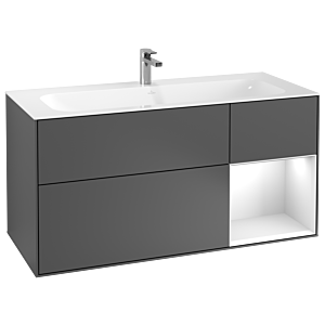 Villeroy und Boch Finion Waschtischunterschrank F070MTGK 119,6x59,1cm, Regal rechts White matt lacquer, Anthracite matt