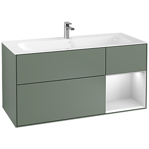 Villeroy et Boch Finion Villeroy et Boch F070MTGM 119,6x59,1cm, étagère droite blanc laqué mat, Olive Matt Lacquer