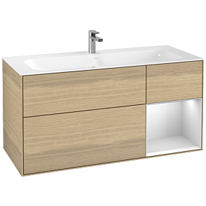 Villeroy et Boch Finion Villeroy et Boch F070MTPC 119,6x59,1cm, étagère droite blanc laqué mat, Oak Veneer