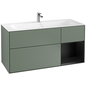 Villeroy und Boch Finion Waschtischunterschrank F070PDGM 119,6x59,1cm, Regal rechts Black matt lacquer, Olive Matt Lacquer