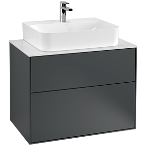 Villeroy und Boch Finion Waschtischunterschrank F09100HG 80x60,3x50,1cm, Abdeckplatte white matt, Midnight Blue Matt Lacquer