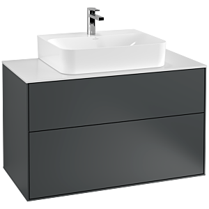 Villeroy und Boch Finion Waschtischunterschrank F10100HG 100x60,3x50,1cm, Abdeckplatte white matt, Midnight Blue Matt Lacquer