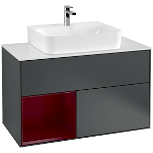 Villeroy and Boch Finion Villeroy and Boch Finion F111HBHG 100cm, cover plate black matt, shelf left Peony , Midnight Blue Matt Lacquer