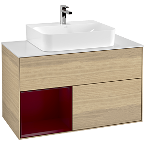 Villeroy et Boch Finion Villeroy et Boch F111HBPC 100cm, plaque de finition noir mat, étagère gauche Peony , Oak Veneer