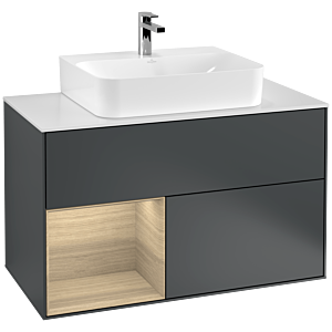 Villeroy and Boch Finion Villeroy and Boch Finion F111PCHG 100cm, cover plate black matt, shelf left Oak Veneer , Midnight Blue Matt Lacquer