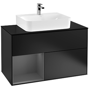 Villeroy and Boch Finion Villeroy and Boch Finion F112GKPD 100cm, cover plate white matt, shelf left anthracite matt, black matt lacquer