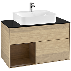 Villeroy et Boch Finion Villeroy et Boch F112GNPC 100cm, plaque de finition blanc mat, étagère gauche placage Oak Veneer , Oak Veneer