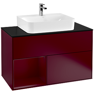 Villeroy et Boch Finion Villeroy et Boch F112HBHB 100cm, plaque de finition blanc mat, étagère à gauche Peony , Peony Matt