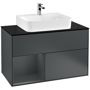 Villeroy et Boch Finion Villeroy et Boch F112HGHG 100cm, plaque de finition blanc mat, étagère gauche Midnight Blue Matt Lacquer , Midnight Blue Matt Lacquer