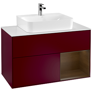 Villeroy and Boch Finion Villeroy and Boch Finion F121GNHB 100cm, cover plate matt white, shelf on the right Walnut veneer, Peony Matt