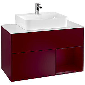 Villeroy et Boch Finion Villeroy et Boch F121HBHB 100cm, plaque de finition blanc mat, étagère à droite Peony , Peony Matt