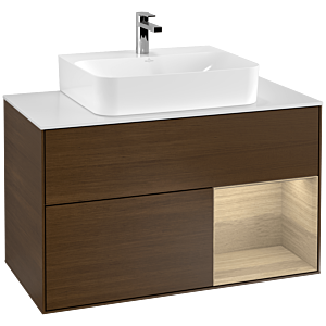 Villeroy et Boch Finion Villeroy et Boch F121PCGN 100cm, plaque de finition blanc mat, étagère à droite Oak Veneer , placage Oak Veneer