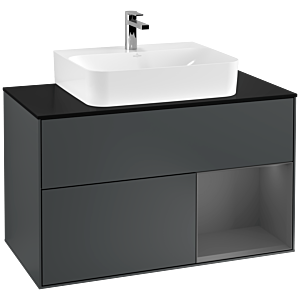 Villeroy et Boch Finion Villeroy et Boch F122GKHG 100cm, plaque de finition noir mat, étagère droite Anthracite mat, Midnight Blue Matt Lacquer