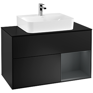 Villeroy and Boch Finion Villeroy and Boch Finion F122HGPD 100cm, cover plate black matt, shelf on the right Midnight Blue Matt Lacquer , black matt lacquer