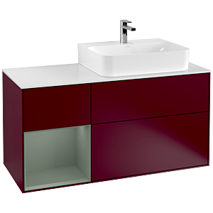 Villeroy and Boch Finion Villeroy and Boch Finion F141GMHB 120cm, cover plate glass white matt, shelf on the left Olive Matt Lacquer , Peony Matt