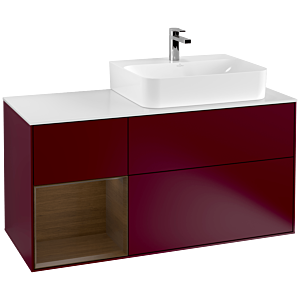 Villeroy and Boch Finion Villeroy and Boch Finion F141GNHB 120cm, cover plate glass white matt, shelf left Walnut veneer, Peony Matt