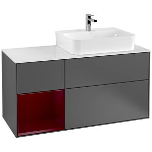 Villeroy et Boch Finion Villeroy et Boch F141HBGK 120cm, couvercle en verre blanc mat, étagère à gauche Peony , anthracite mat
