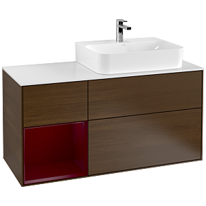 Villeroy and Boch Finion Villeroy and Boch Finion F141HBGN 120cm, cover plate glass white matt, shelf left Peony , Peony veneer