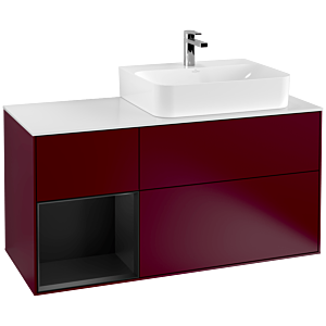 Villeroy and Boch Finion Villeroy and Boch Finion F141PDHB 120cm, cover plate glass white matt, shelf left black matt lacquer, Peony Matt