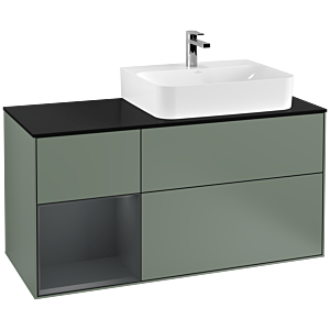 Villeroy and Boch Finion Villeroy and Boch Finion F142HGGM 120cm, cover plate glass black matt, shelf left Midnight Blue Matt Lacquer , Olive Matt Lacquer
