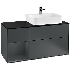 Villeroy et Boch Finion Villeroy et Boch F142HGHG 120cm, couvercle en verre noir mat, étagère gauche Midnight Blue Matt Lacquer , Midnight Blue Matt Lacquer