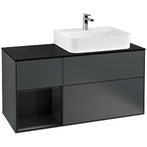 Villeroy and Boch Finion Villeroy and Boch Finion F142PDHG 120cm, cover plate glass black matt, shelf left black matt lacquer, midnight Blue Matt Lacquer