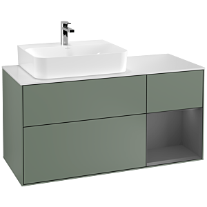 Villeroy and Boch Finion Villeroy and Boch Finion F151GKGM 120cm, cover plate white matt, shelf right anthracite matt, Olive Matt Lacquer
