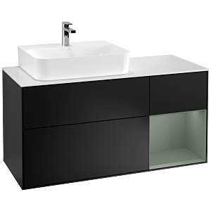 Villeroy and Boch Finion Villeroy and Boch Finion F151GMPD 120cm, cover plate matt white, shelf on the right Olive Matt Lacquer , matt black lacquer