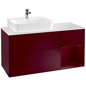 Villeroy und Boch Finion Waschtischunterschrank F151HBHB 120cm, Abdeckplatte white matt, Regal rechts Peony, Peony Matt