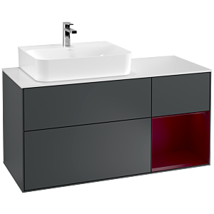 Villeroy et Boch Finion Villeroy et Boch F151HBHG 120cm, plaque de finition blanc mat, étagère à droite Peony , Midnight Blue Matt Lacquer